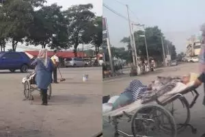 Kisah pilu istri antar suami sakit paru-paru ke RS pakai troli