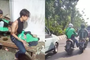 10 Potret solidaritas driver ojek online ini bikin salut