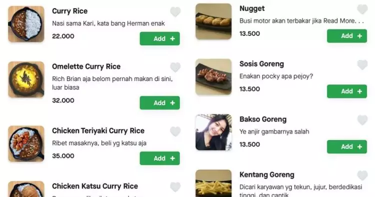 11 Deskripsi menu makanan di aplikasi ojek online ini bikin ngakak