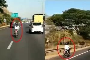 Viral, video emak-emak terobos jalan tol pakai motor di Surabaya