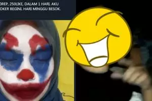 Kalah taruhan, cewek ini nonton film Joker pakai riasan badut