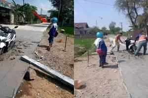 Ngeyel terobos jalan baru dicor, cewek ini kena batunya