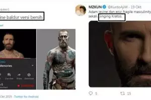 10 Cuitan lucu gaya baru Adam Levine, dibilang mirip Baldur