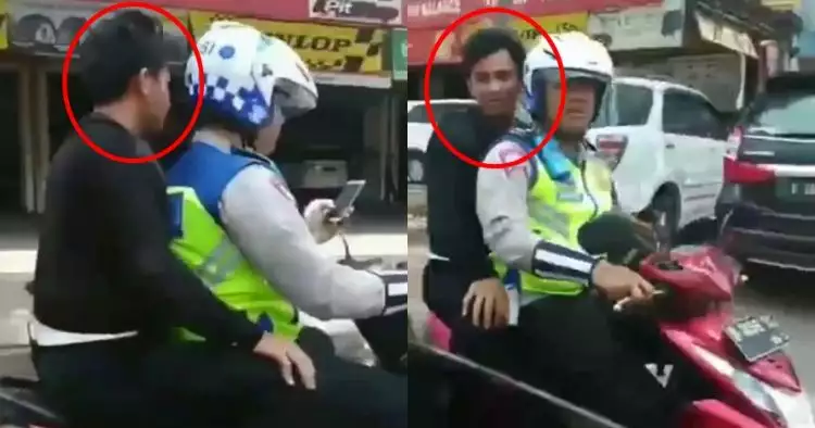Viral polisi boncengi pria tak pakai helm, ditegur warga