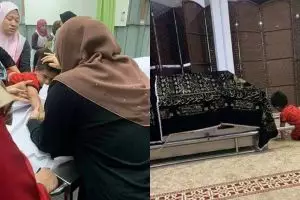 Viral potret bocah keilingi keranda jenazah ortu, kisahnya sedih