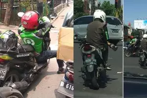10 Tingkah santai driver ojek online belum dapat penumpang