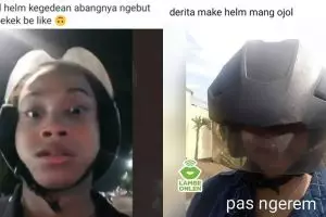 9 Momen apes pakai helm driver ojek online, kocak  