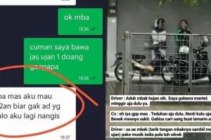 7 Momen driver ojek online tak bawa jas hujan, endingnya baper