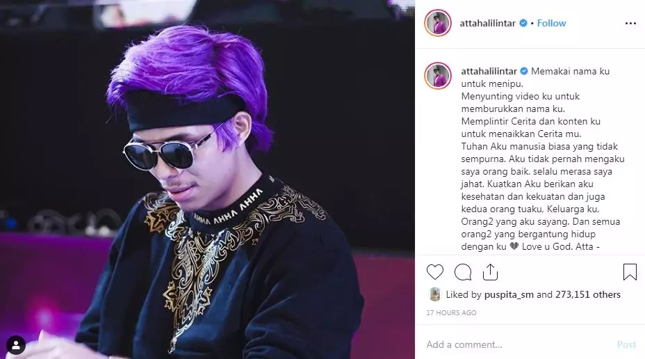 dilaporkan polisi reaksi atta menyentuh © Instagram/@attahalilintar