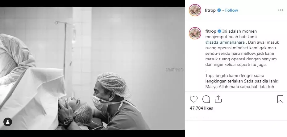 cerita haru tangis pertama anak fitri tropica © Instagram/@fitrop cerita haru tangis pertama anak fitri tropica © Instagram/@fitrop