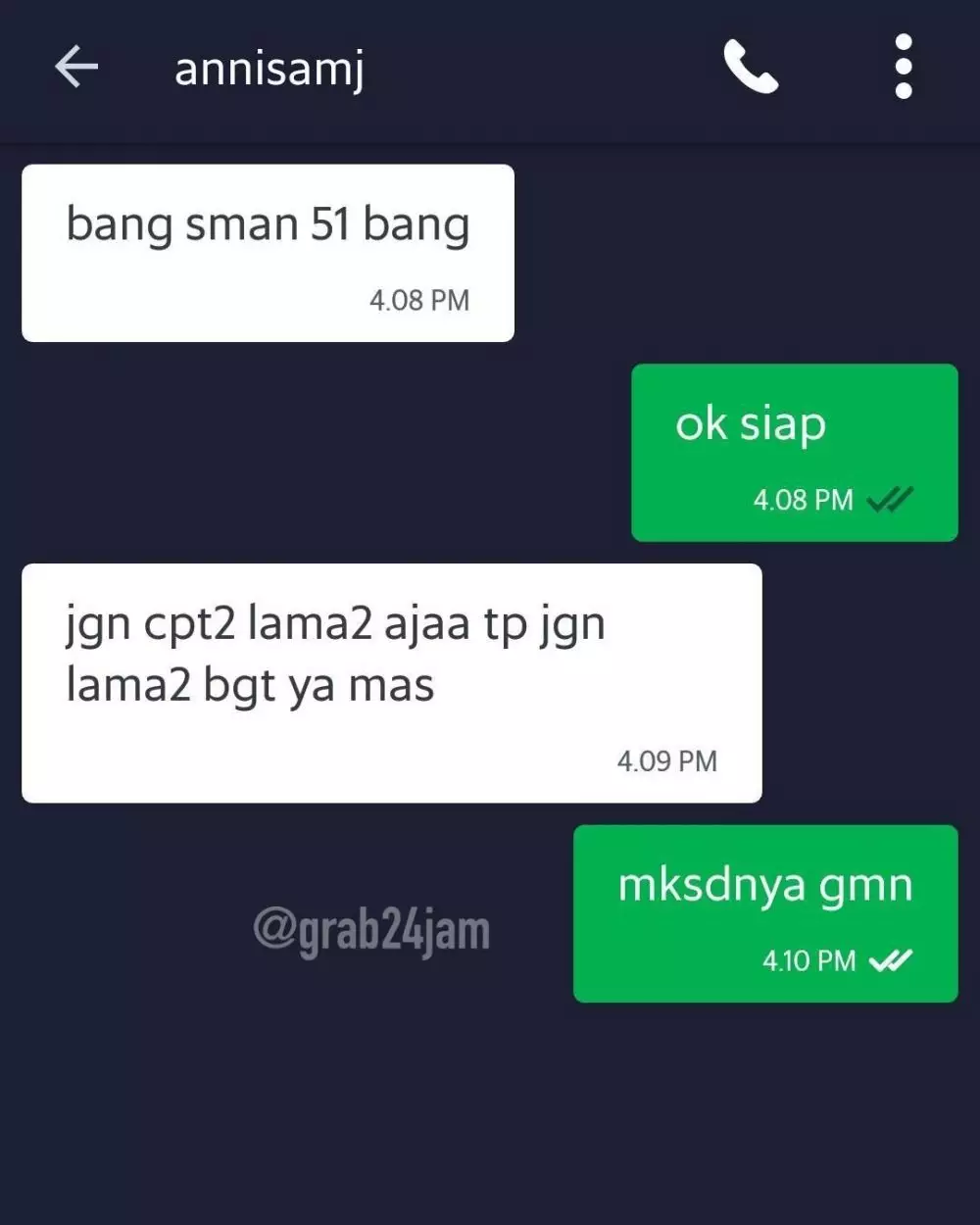 chat lucu driver ojek online nggak nyambung © 2019 instagram.com