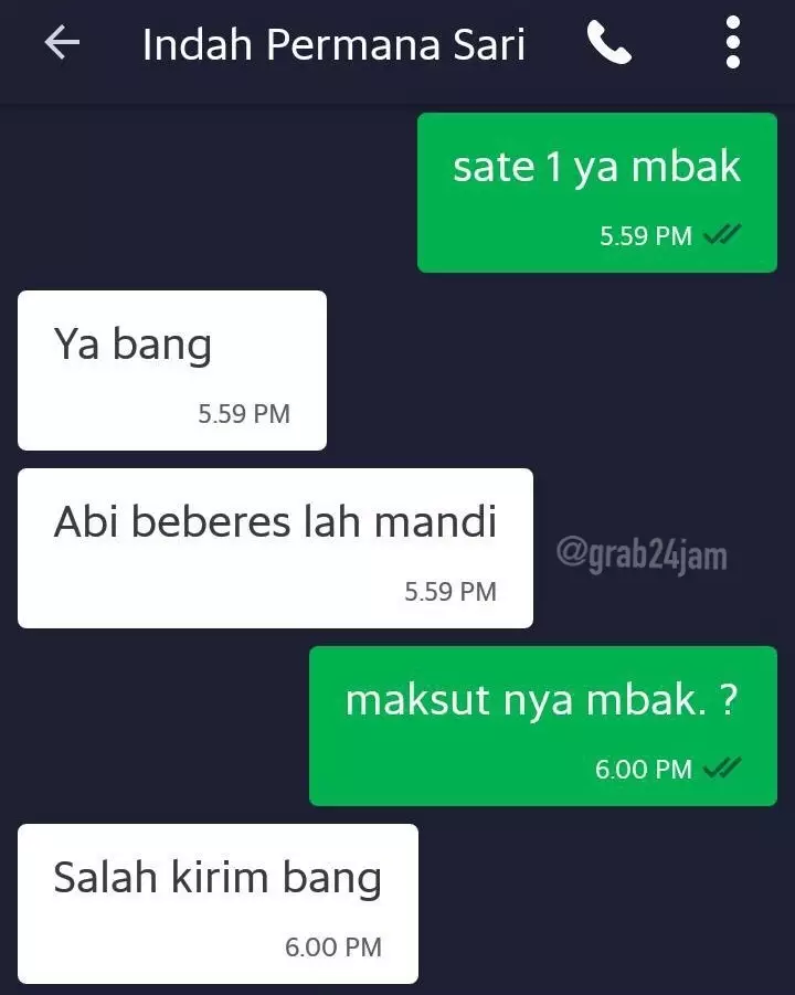 chat lucu driver ojek online nggak nyambung © 2019 instagram.com