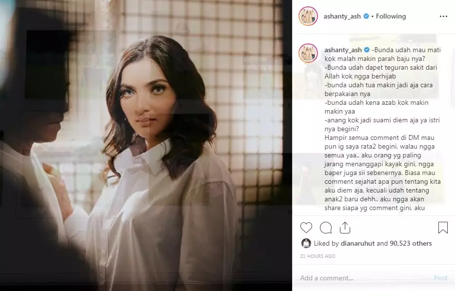 Disebut kena azab dan dicecar soal hijab Instagram/@ashanty_ash