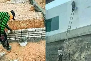10 Tingkah nyeleneh tukang bangunan ini bikin tepuk jidat