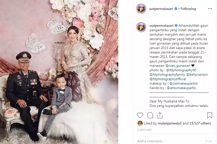 Pemotretan bersama suami Instagram/@uutpermatasari Pemotretan bersama suami Instagram/@uutpermatasari