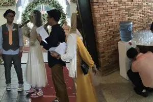 Konsep resepsi pasangan ini absurd, lagu nikah pakai Kera Sakti