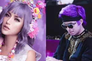 11 Seleb ini tampil beda dengan gaya rambut ungu, ngejreng