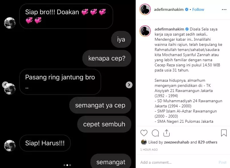 Pemeran bombom meninggal  Instagram 