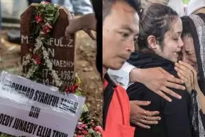 9 Potret prosesi pemakaman jenazah Cecep Reza, berlinang air mata