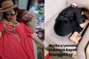 Pose 7 seleb saat tidur ini tak biasa, curi perhatian