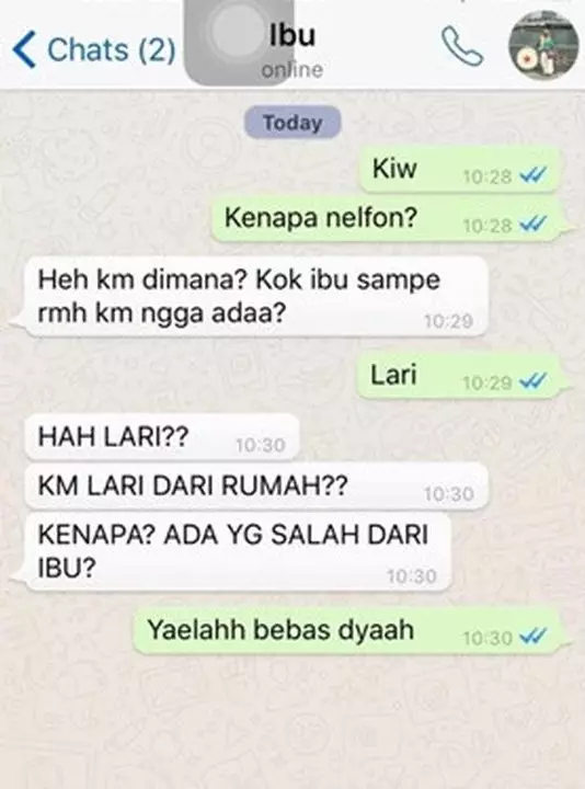 chat lucu ketika ibu bertanya © 2019 instagram.com