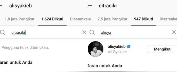 li syakieb unfollow citra  Instagram