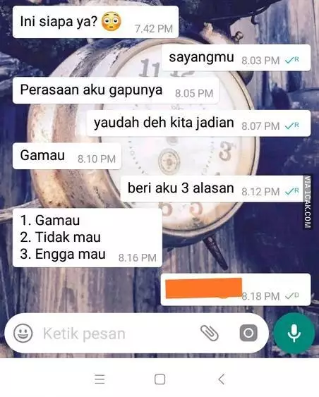 chat lucu tanda cinta di tolak © 2019 instagram.com
