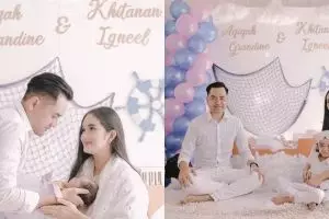 10 Momen akikah anak kedua Faby Marcelia, konsep serba putih