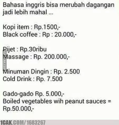 meme lucu soal bahasa Inggris © 2019 1cak.com