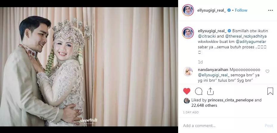 Pamer foto prewedding Instagram/@ellysugigi_real_ Pamer foto prewedding Instagram/@ellysugigi_real_