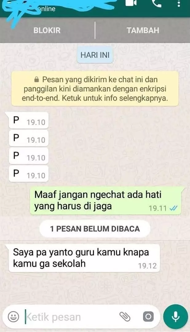 chat lucu guru ngerjain siswa © 2019 instagram.com