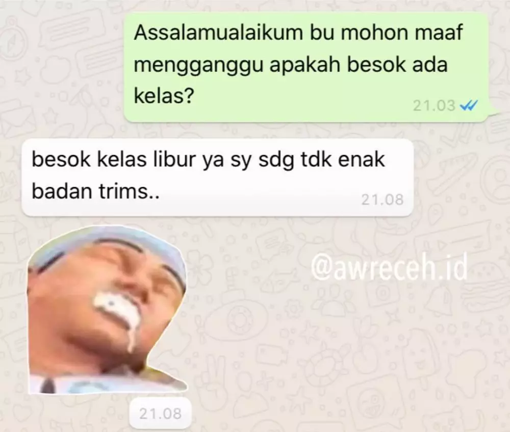 chat lucu guru ngerjain siswa © 2019 instagram.com
