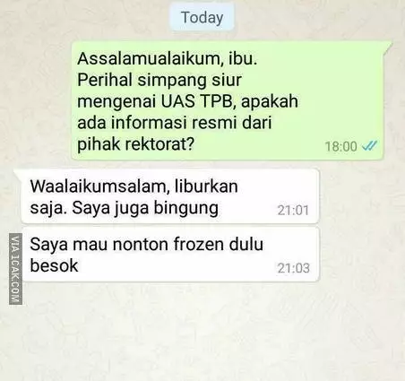 chat lucu guru ngerjain siswa © 2019 instagram.com