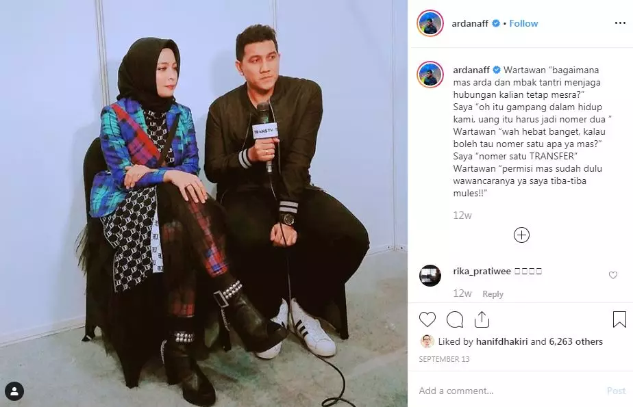 7 Gombalan Arda 'Naff' dan Tantri 'Kotak', relationship goals nih Instagram @ardanaff