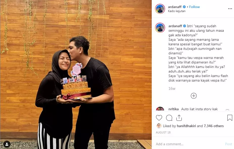 7 Gombalan Arda 'Naff' dan Tantri 'Kotak', relationship goals nih Instagram @ardanaff