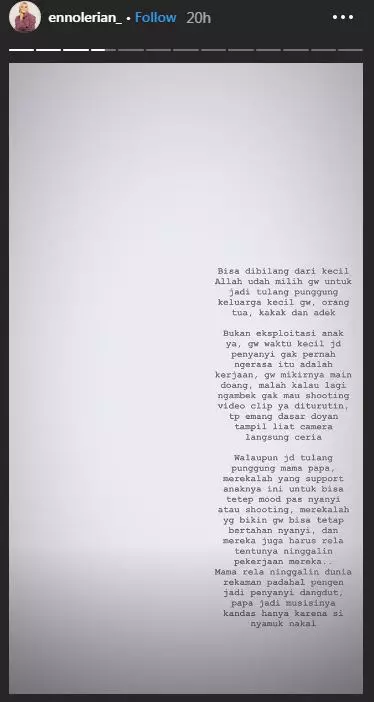 Curahan Enno Lerian jadi tulang punggung, sempat merasa marah Instagram/@ennolerian_ Curahan Enno Lerian jadi tulang punggung, sempat merasa marah Instagram/@ennolerian_