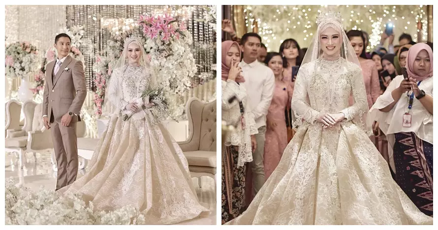 Inspirasi gaun pernikahan seleb berhijab Instagram 