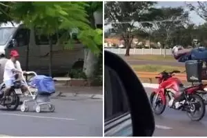 10 Potret lucu bapak-bapak terlalu santai di jalan raya, kocak