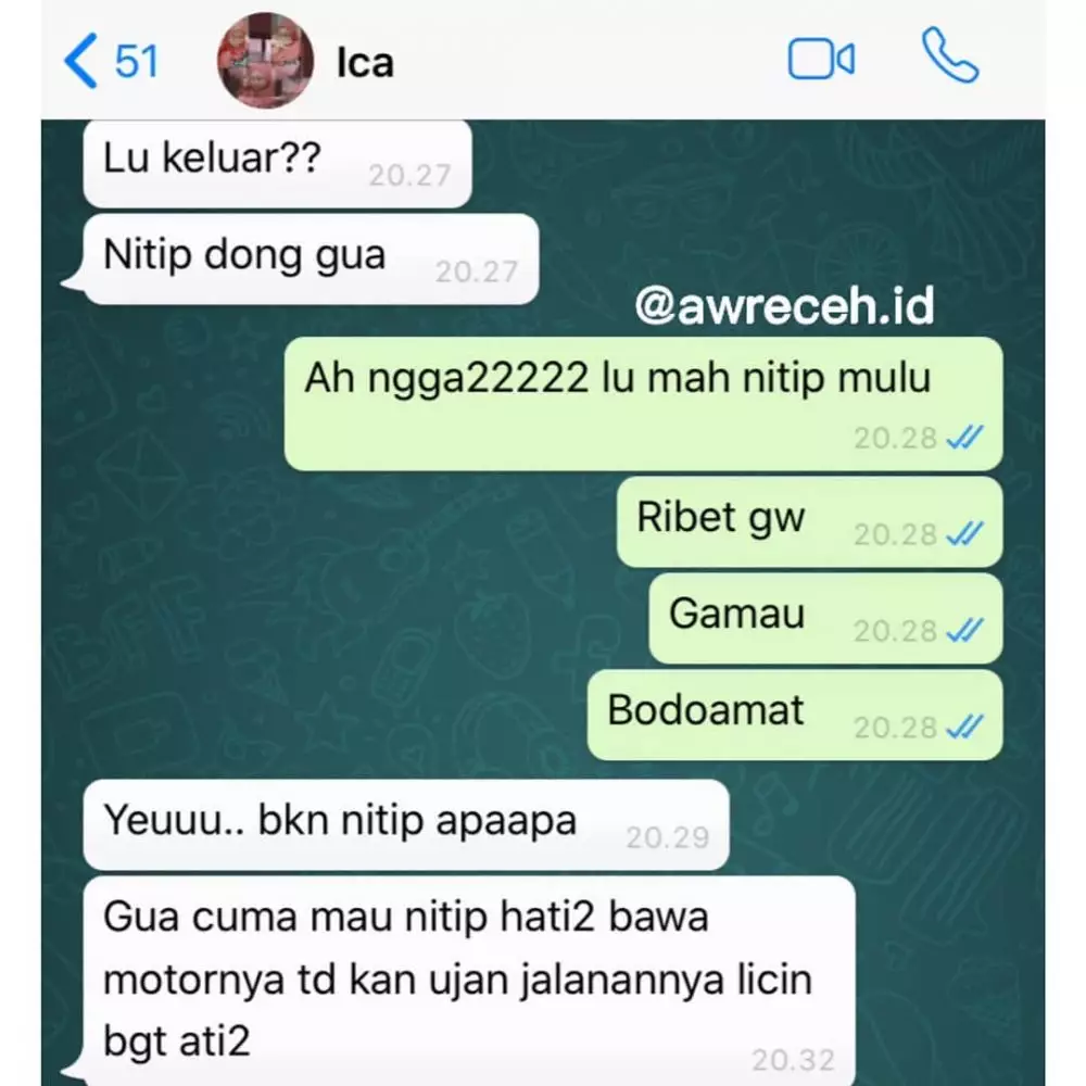chat wa lucu basa basi doang © Instagram/@awreceh.id chat wa lucu basa basi doang © Instagram/@awreceh.id