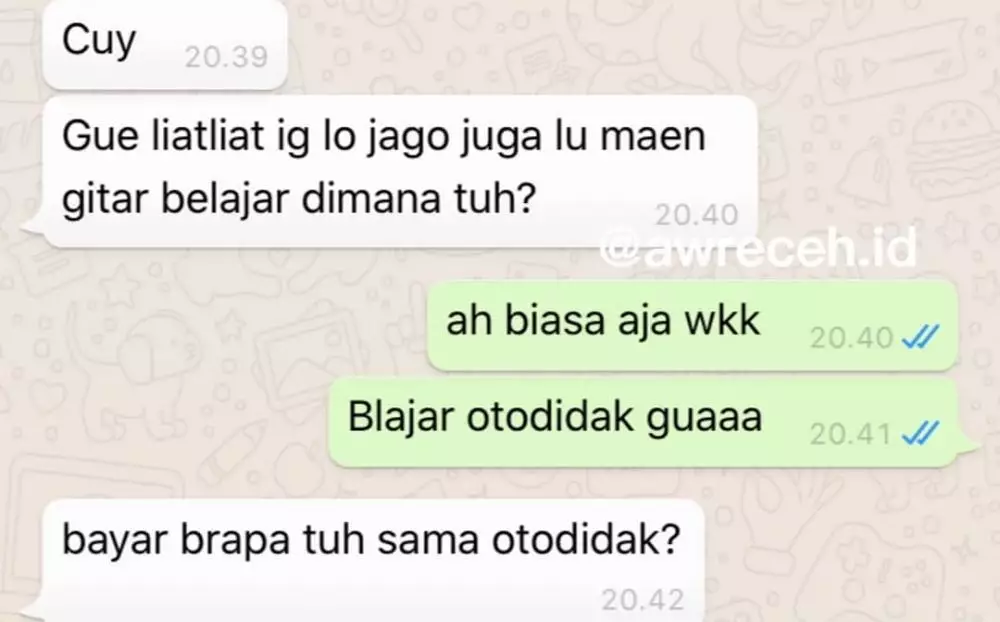 chat wa lucu basa basi doang © Instagram/@awreceh.id chat wa lucu basa basi doang © Instagram/@awreceh.id