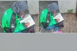 Viral driver ojek online wanita tetap belajar di sela bekerja