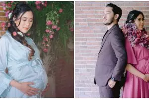 8 Potret maternity Syahnaz bertema taman bunga, anggun abis