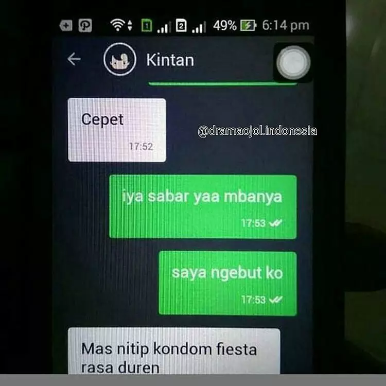 chat lucu barang titipan pelanggan ojek online © 2019 instagram.com