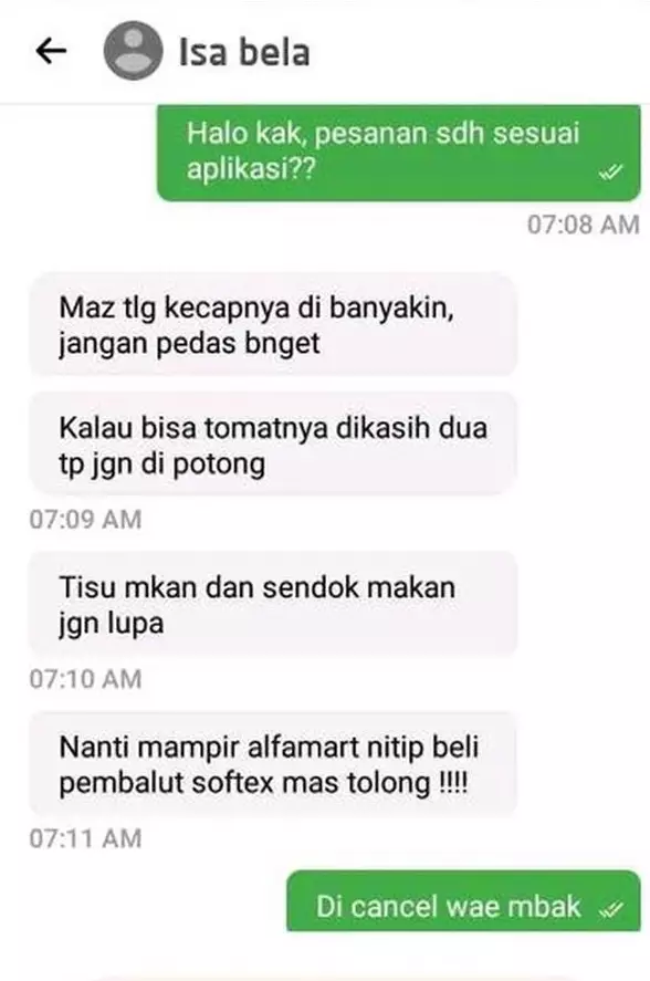chat lucu barang titipan pelanggan ojek online © 2019 instagram.com