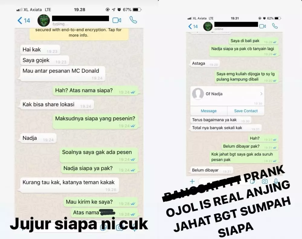 fiktif ojek online ke alamat orang lain © Twitter/@kucing_gemas