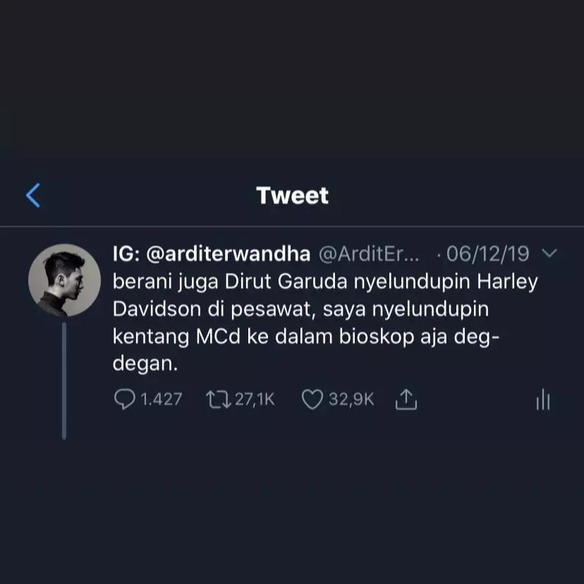 ardit erwandha nyelundupin makanan ke bioskop © Twitter/@ArditErwandha