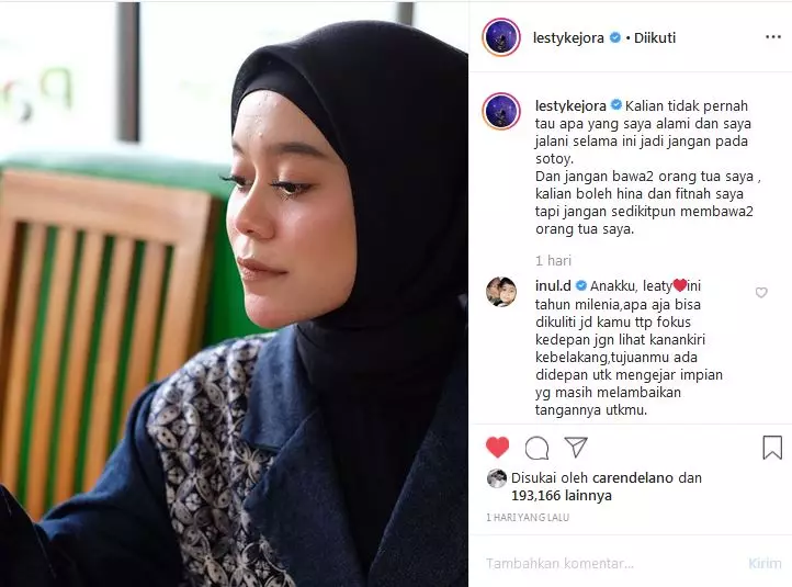 Lesty kejora kesal dibully Instagram