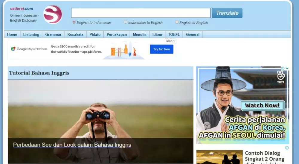 Layanan translate Inggris-Indonesia online berbagai sumber
