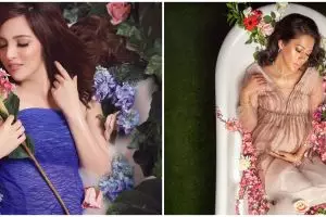 Potret maternity 5 seleb di bathtub, auranya terpancar