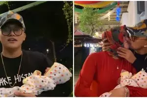 8 Momen Rizky Febian momong bayi saat bertemu ibunda